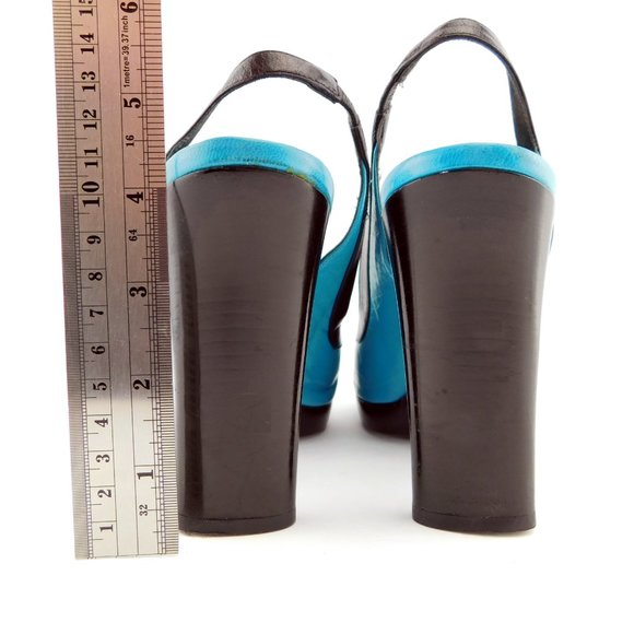 Vintage VIA SPIGA Turquoise Blue Leather Slingback Heel Sandal Pumps 8.5 - Picture 6 of 9